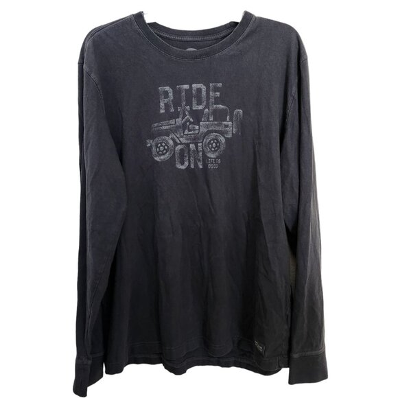 Life‎ is Good Men's Large Ride On JEEP Gray Classic Fit Graphic T-Shirt Tee - Picture 1 of 12